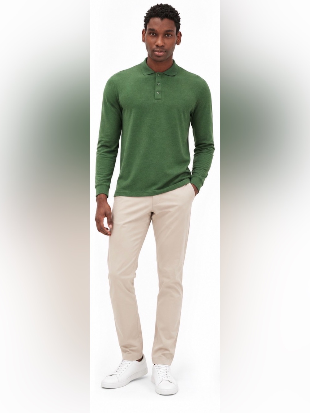 Outdoor Voices Birdie Longsleeve Polo in Greenwoods